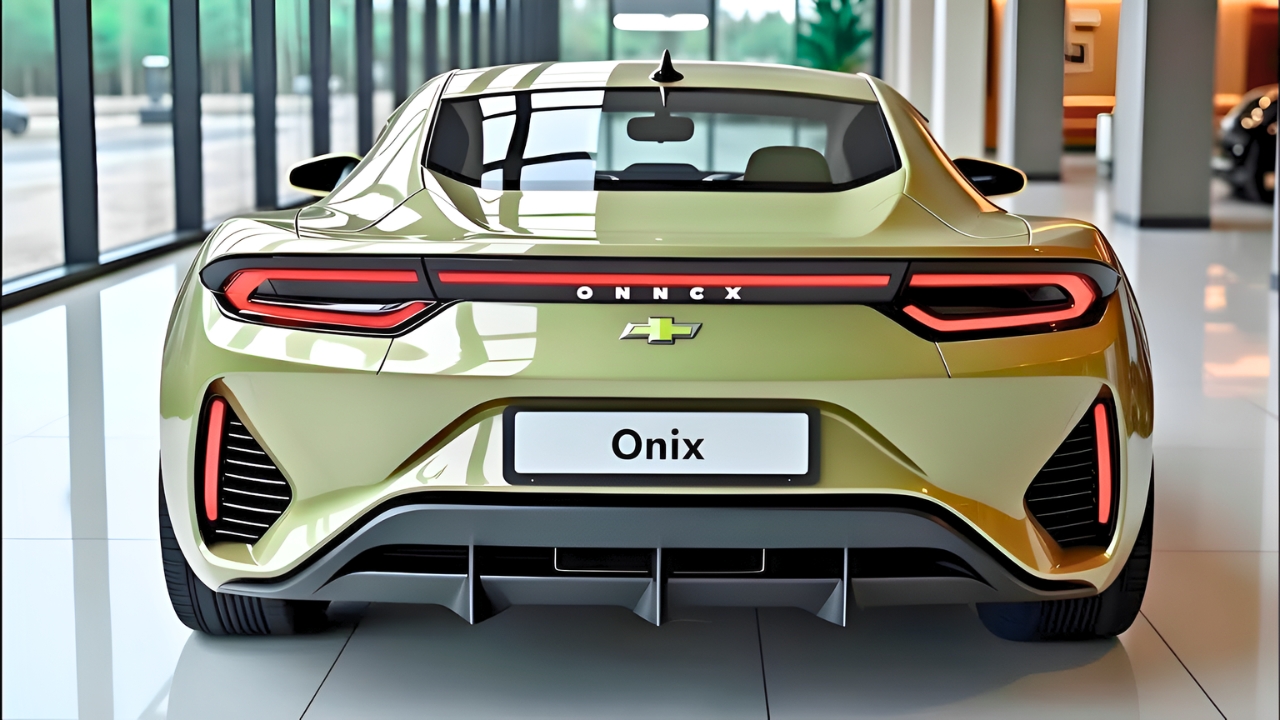 Chevrolet Onix 2026 Concept: Diseño Deportivo con Barra de Luz Trasera, Difusor Aerodinámico y Estilo Moderno en Color Oliva